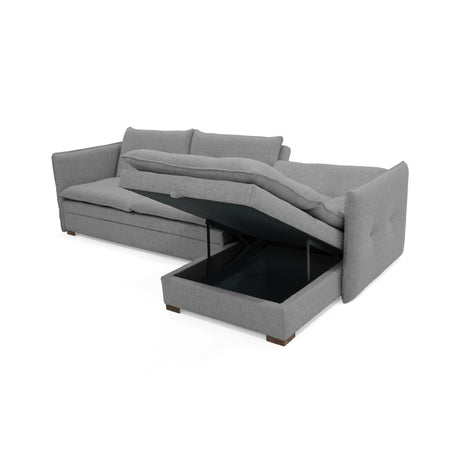 Sofá en L Napoles Gris 166x80cm de Tres Puestos Reclinable con Almacenamiento Lado Izquierdo y con Apoya Brazos - SOFAS Y POLTRONAS | Bylmo