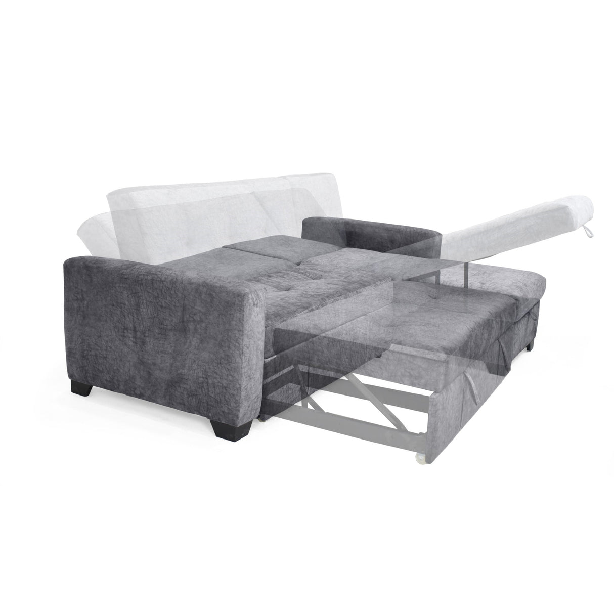 Sala con sofa Cama en L Atlas con Apoya Brazos Almacenamiento Gris con Mesa Veracruz Miel