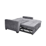 Sala con sofa Cama en L Atlas con Apoya Brazos Almacenamiento Gris con Mesa Veracruz Miel