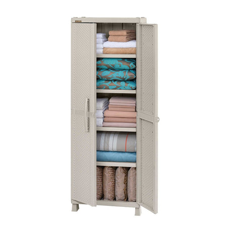 Armario para Ropa Rimax Rattan Taupe 65x189cm con Cinco Compartimientos y con Cuatro Entrepaños