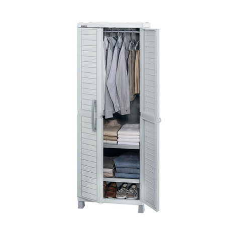Armario para Ropa Rimax Barú Gris 65x189cm con Tres Compartimientos y con Dos Entrepaños - CLOSETS | Bylmo