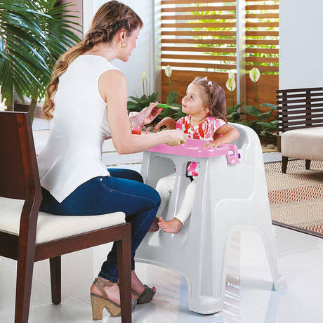 Silla Comedor para Bebé Rimax Rosado 60x77cm con Espaldor y con Apoya Brazos - SILLAS Y BUTACOS | Bylmo