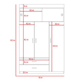 Closet Z 120 Wengue 120x187.5cm con Dos Cajones y con Tres Puertas - CLOSETS | Bylmo