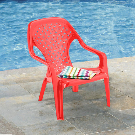 Silla Playera Rimax Rojo 60.1x74.8cm con Apoya Brazos y con Espaldar - SILLAS DE EXTERIOR | Bylmo