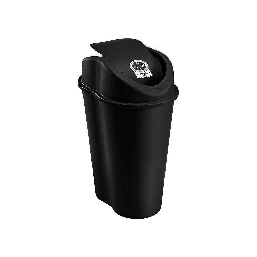Papelera Rimax Style Negro 29.2x44cm de 10 Litros para No Aprovechables con Tapa Basculante - BASUREROS Y PAPELERAS | Bylmo