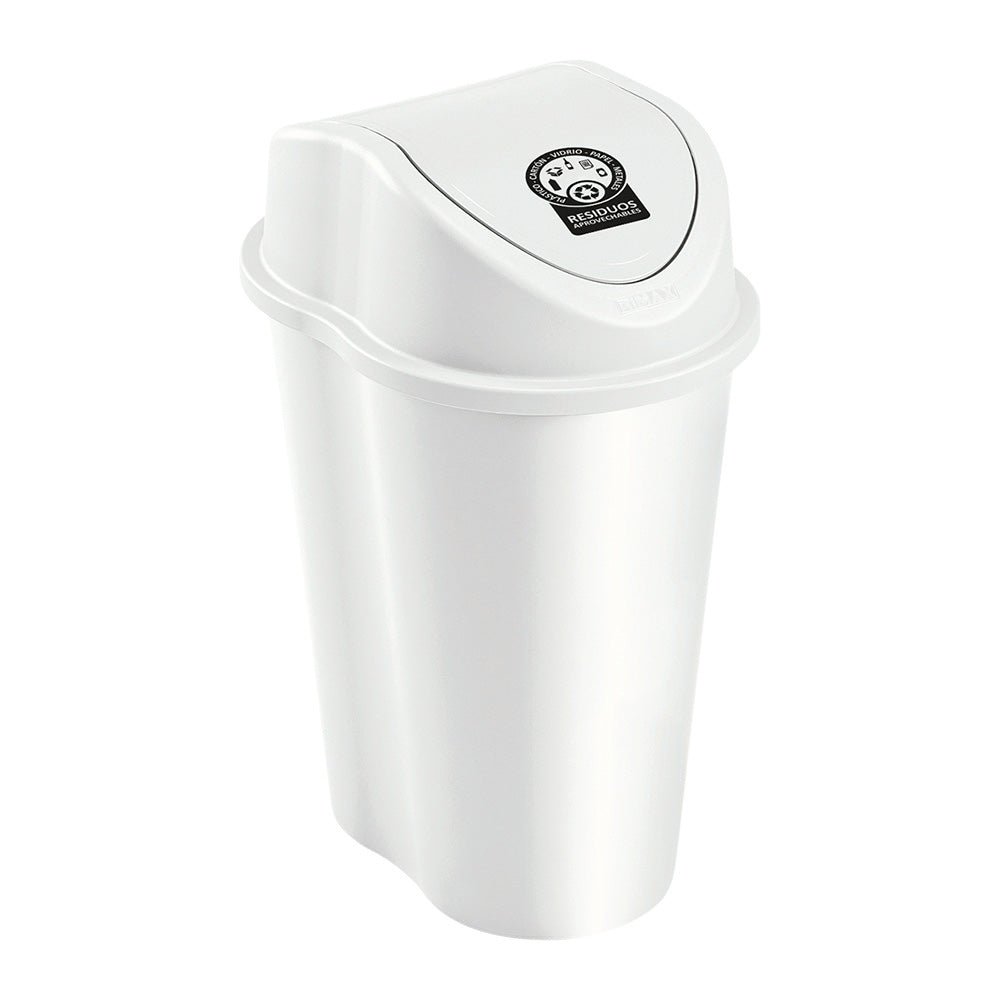 Papelera Rimax Style Blanco 48.9x69.3cm de 50 Litros para Aprovechables con Tapa Basculante - BASUREROS Y PAPELERAS | Bylmo