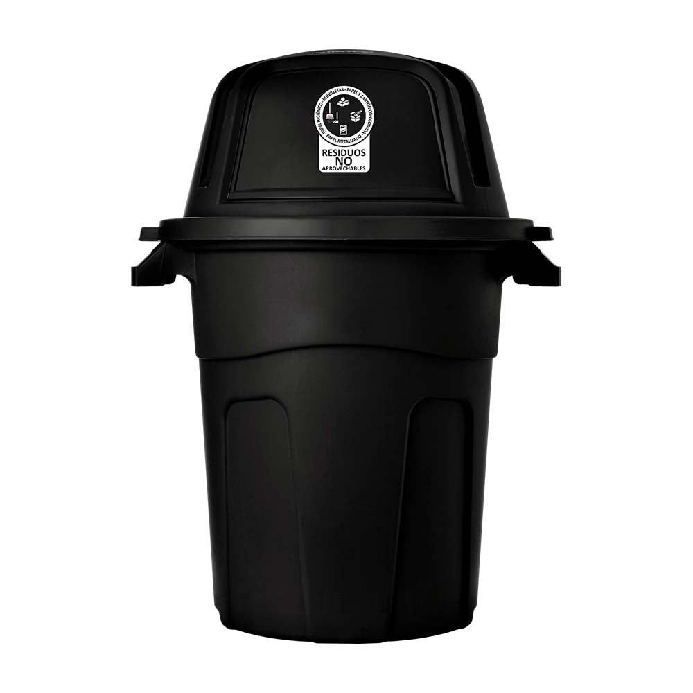 Basurero Rimax Negro 67x89.8cm de 100 Litros para No Aprovechables con Tapa Abatible - BASUREROS Y PAPELERAS | Bylmo