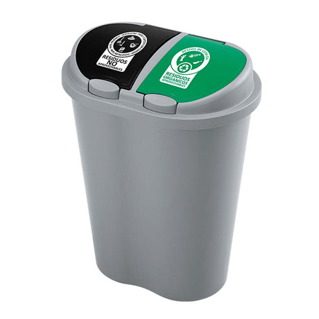 Basurero Rimax Gris 49x63.2cm de 50 Litros para Multiusos con Tapa Boton - BASUREROS Y PAPELERAS | Bylmo