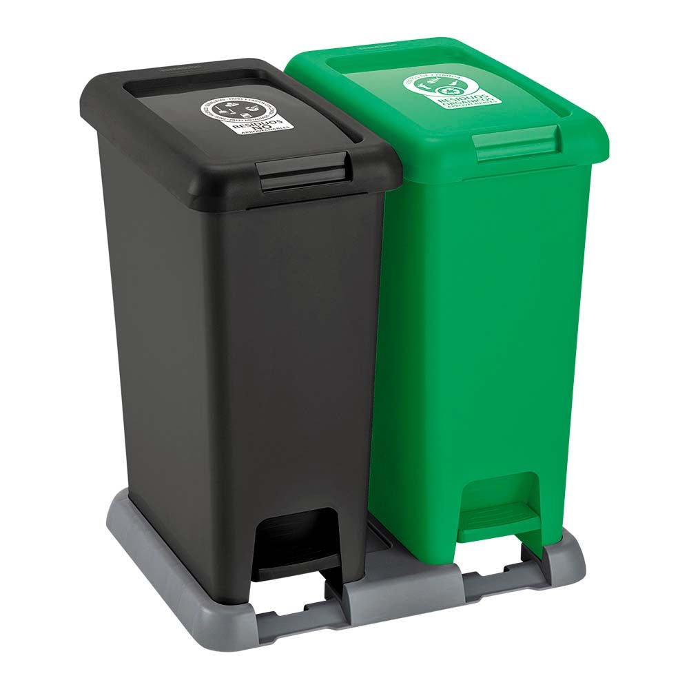 Basurero Rimax Verde y Negro 48.5x43.2cm de 40 Litros para Multiusos con Tapa De Pedal - BASUREROS Y PAPELERAS | Bylmo