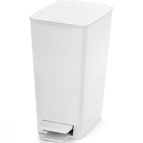 Basurero Rimax Slim Blanco 28x35cm de 8 Litros para Multiusos con Tapa De Pedal - BASUREROS Y PAPELERAS | Bylmo