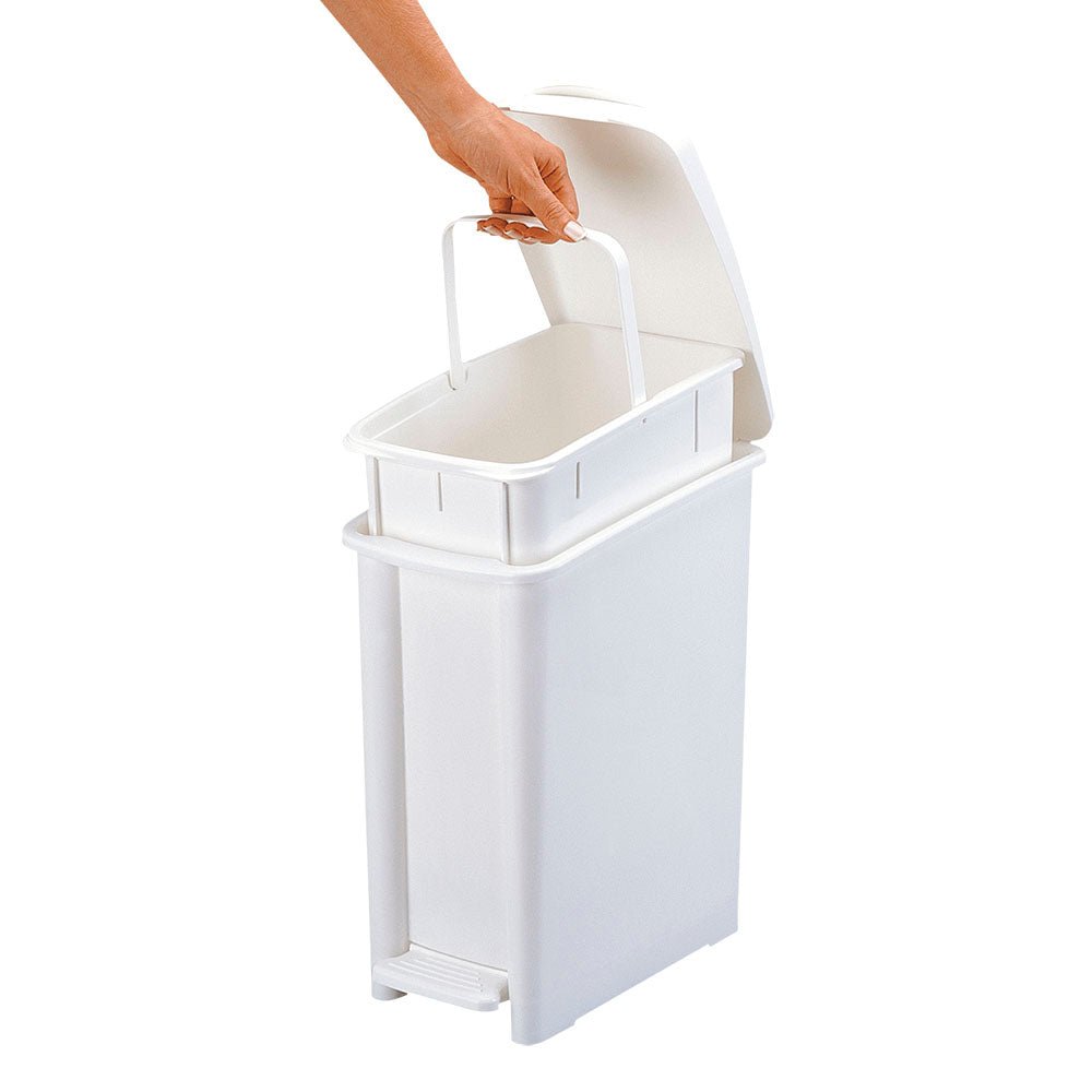 Basurero Rimax Blanco 30x37.5cm de 10 Litros para Multiusos con Tapa De Pedal - BASUREROS Y PAPELERAS | Bylmo