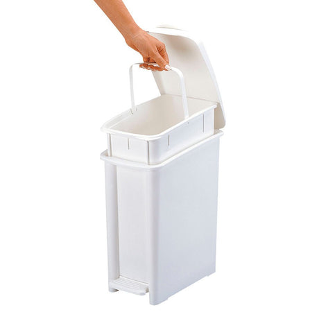 Basurero Rimax Blanco 30x37.5cm de 10 Litros para Multiusos con Tapa De Pedal - BASUREROS Y PAPELERAS | Bylmo
