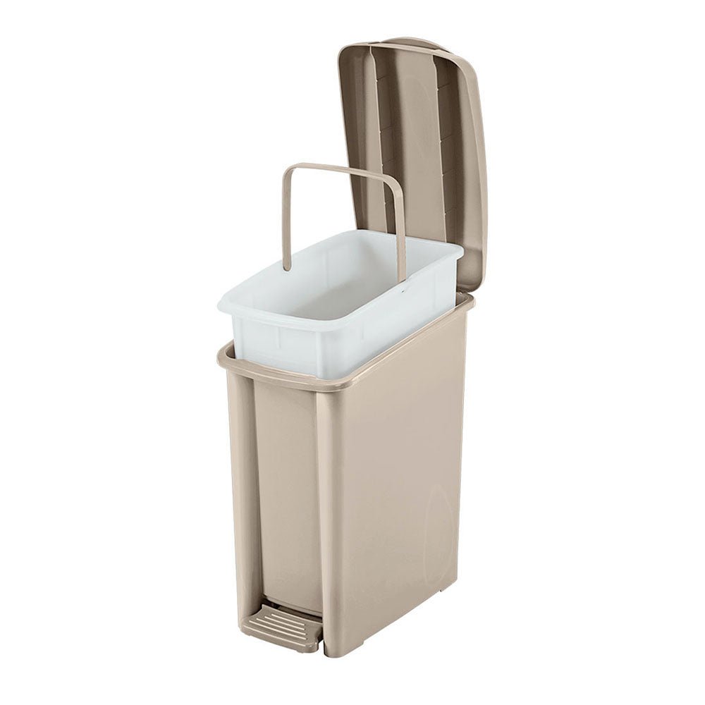 Basurero Rimax Taupe 30x37.5cm de 10 Litros para Multiusos con Tapa De Pedal - BASUREROS Y PAPELERAS | Bylmo