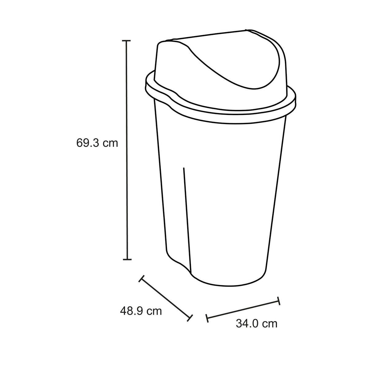 Papelera Rimax Style Taupe 48.9x69.3cm de 50 Litros para Multiusos con Tapa Basculante - BASUREROS Y PAPELERAS | Bylmo