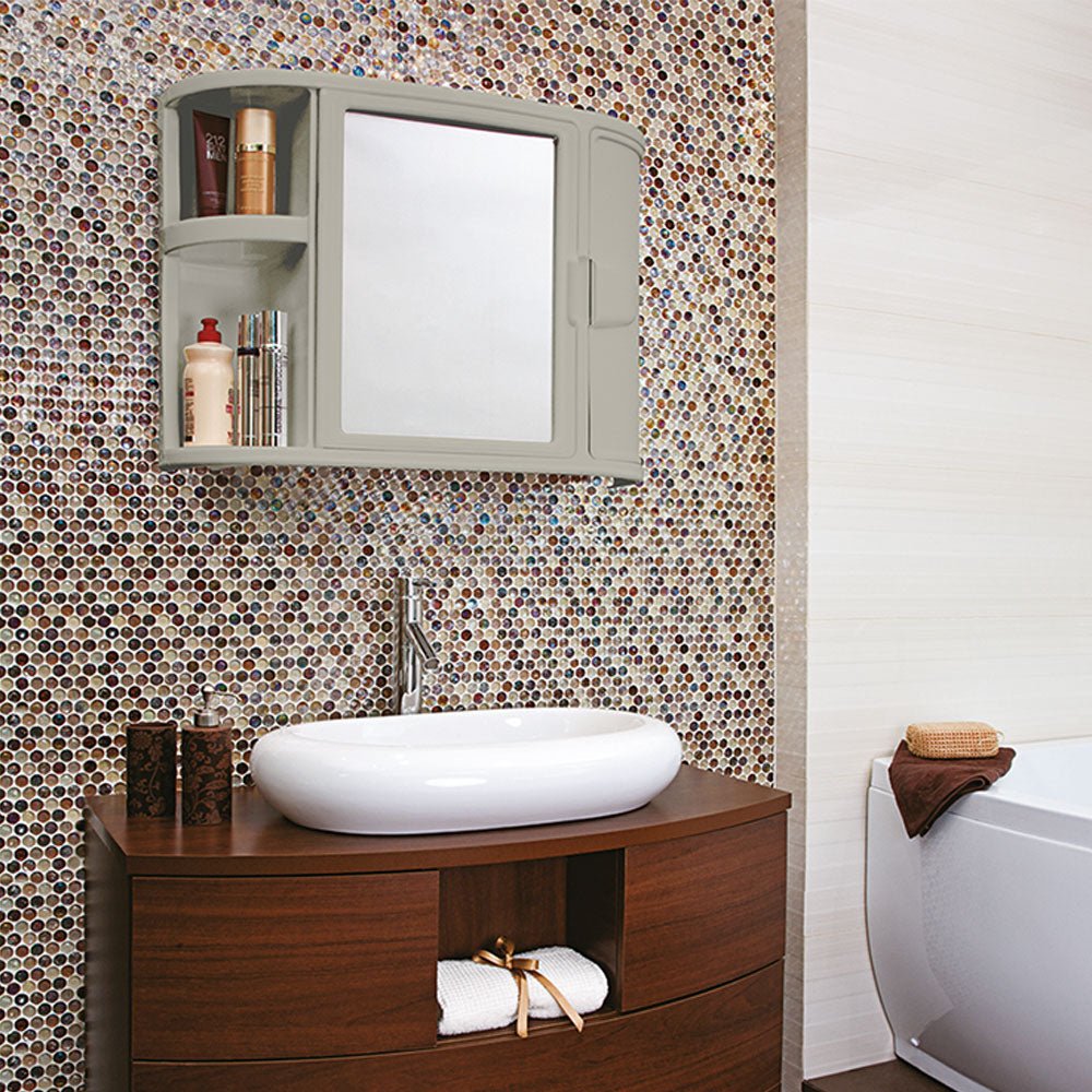 Gabinete de Baño Rimax Taupe 59.8x46.5cm Rectangular con Espejo y con Puerta - GABINETES DE BANHO | Bylmo