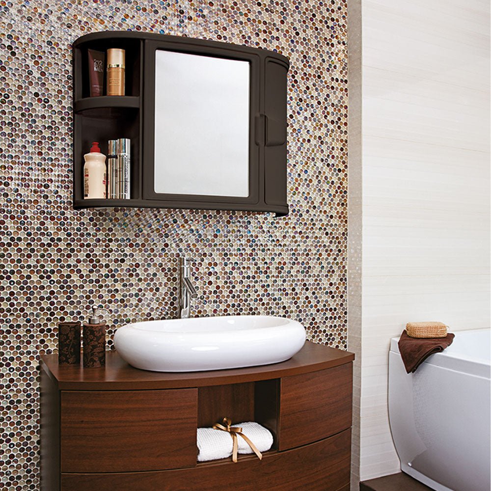 Gabinete de Baño Rimax Wengue 59.8x46.5cm Rectangular con Espejo y con Puerta - GABINETES DE BANHO | Bylmo