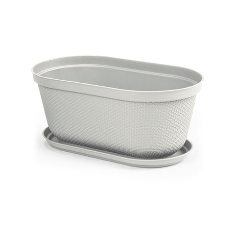 Matera de Mesa Rimax Rafia Gris Hielo 40.5x18.1cm Ovalado con Orificio de Drenaje - MATERAS DE MESA | Bylmo