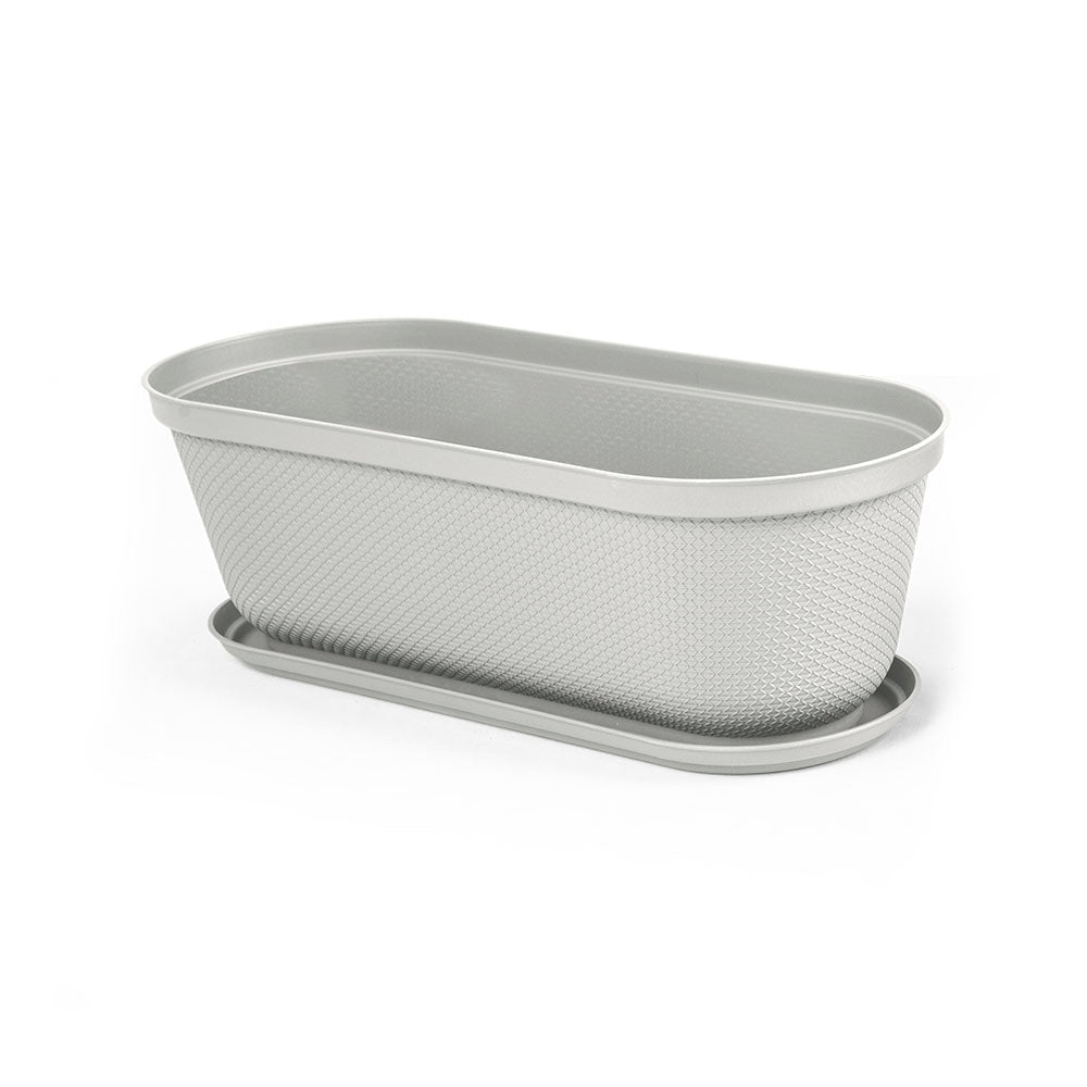 Matera de Mesa Rimax Rafia Gris Hielo 60.2x19.6cm Ovalado con Orificio de Drenaje - MATERAS DE MESA | Bylmo