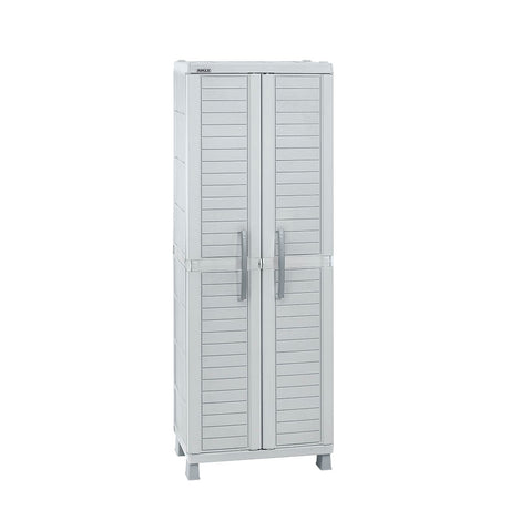 Armario de Aseo Rimax Barú Gris Claro 65x189cm para Organizar con Dos Puertas - MUEBLES DE ASEO Y ROPAS | Bylmo