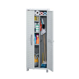 Armario de Aseo Rimax Barú Gris Claro 65x189cm para Organizar con Dos Puertas - MUEBLES DE ASEO Y ROPAS | Bylmo