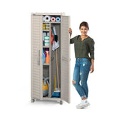 Armario de Aseo Rimax Barú Taupe 65x189cm para Organizar con Dos Puertas - MUEBLES DE ASEO Y ROPAS | Bylmo