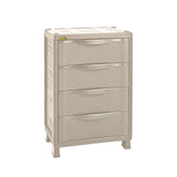 Cajonera Rimax Rattan Taupe 65x101cm de Tres Hileras con Cuatro Cajones - CAJONERAS Y COMODAS | Bylmo