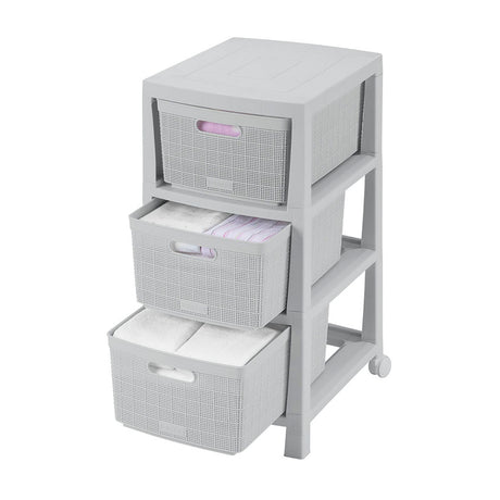 Cajonera Rimax Fique Gris Hielo 39.4x66.7cm de Tres Hileras con Tres Cajones - CAJONERAS Y COMODAS | Bylmo