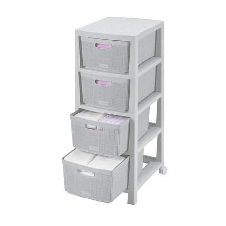 Cajonera Rimax Fique Gris Hielo 39.4x86cm de Cuatro Hileras con Cuatro Cajones - CAJONERAS Y COMODAS | Bylmo