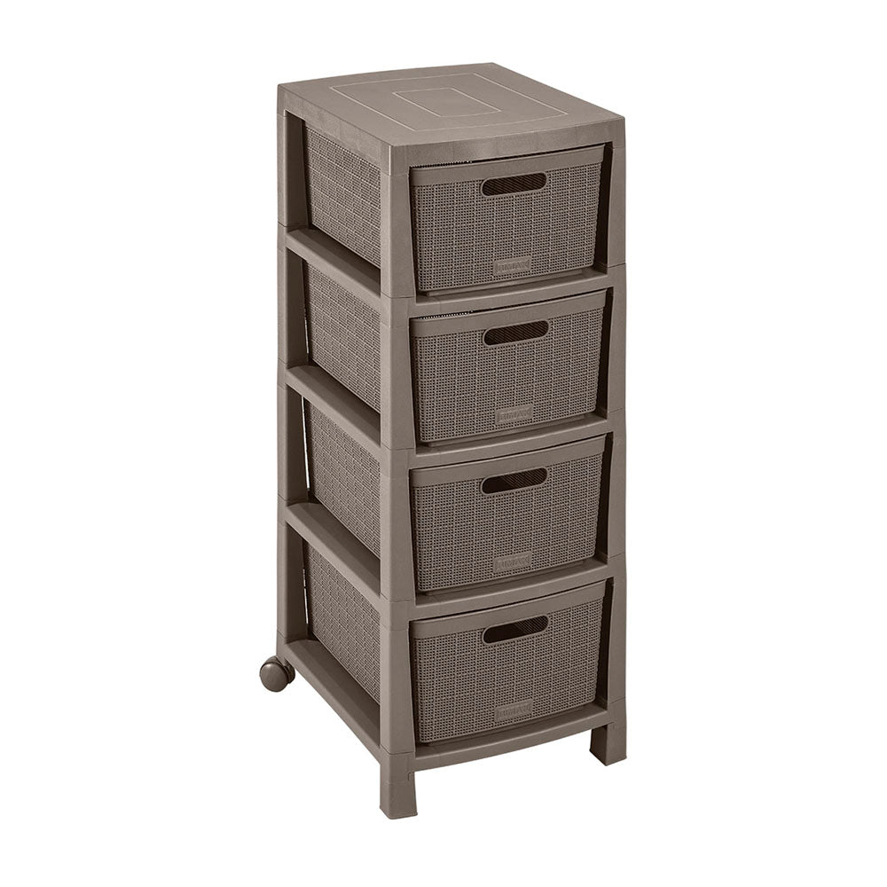 Cajonera Rimax Fique Moca 39.4x86cm de Cuatro Hileras con Cuatro Cajones - CAJONERAS Y COMODAS | Bylmo