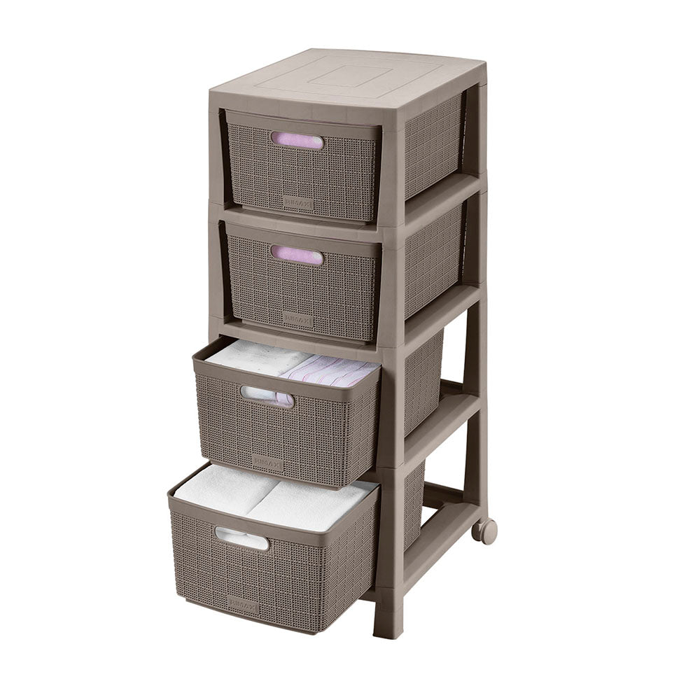 Cajonera Rimax Fique Moca 39.4x86cm de Cuatro Hileras con Cuatro Cajones - CAJONERAS Y COMODAS | Bylmo