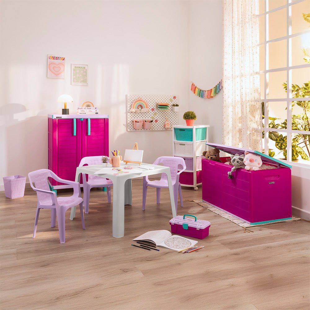 Cajonera Infantil Rimax Rattan Niña Multicolor 33x83.5cm de Cuatro Hileras con Cuatro Cajones - CAJONERAS Y COMODAS | Bylmo
