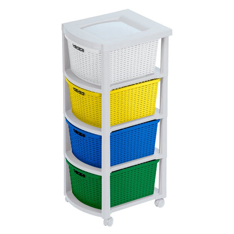 Cajonera Infantil Rimax Rattan Niño Multicolor 33x83.5cm de Cuatro Hileras con Cuatro Cajones - CAJONERAS Y COMODAS | Bylmo