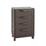 Cajonera Rimax Rattan Wengue 65x101cm de Cuatro Hileras con Cuatro Cajones - CAJONERAS Y COMODAS | Bylmo