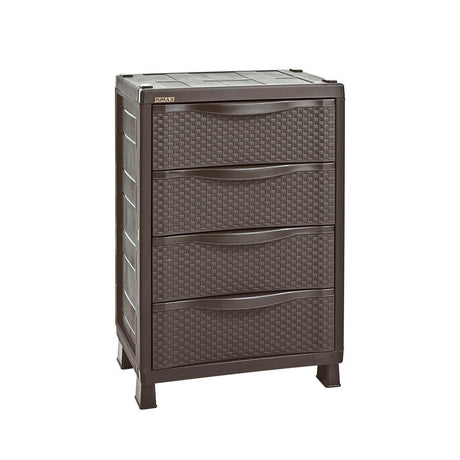 Cajonera Rimax Rattan Wengue 65x101cm de Cuatro Hileras con Cuatro Cajones - CAJONERAS Y COMODAS | Bylmo
