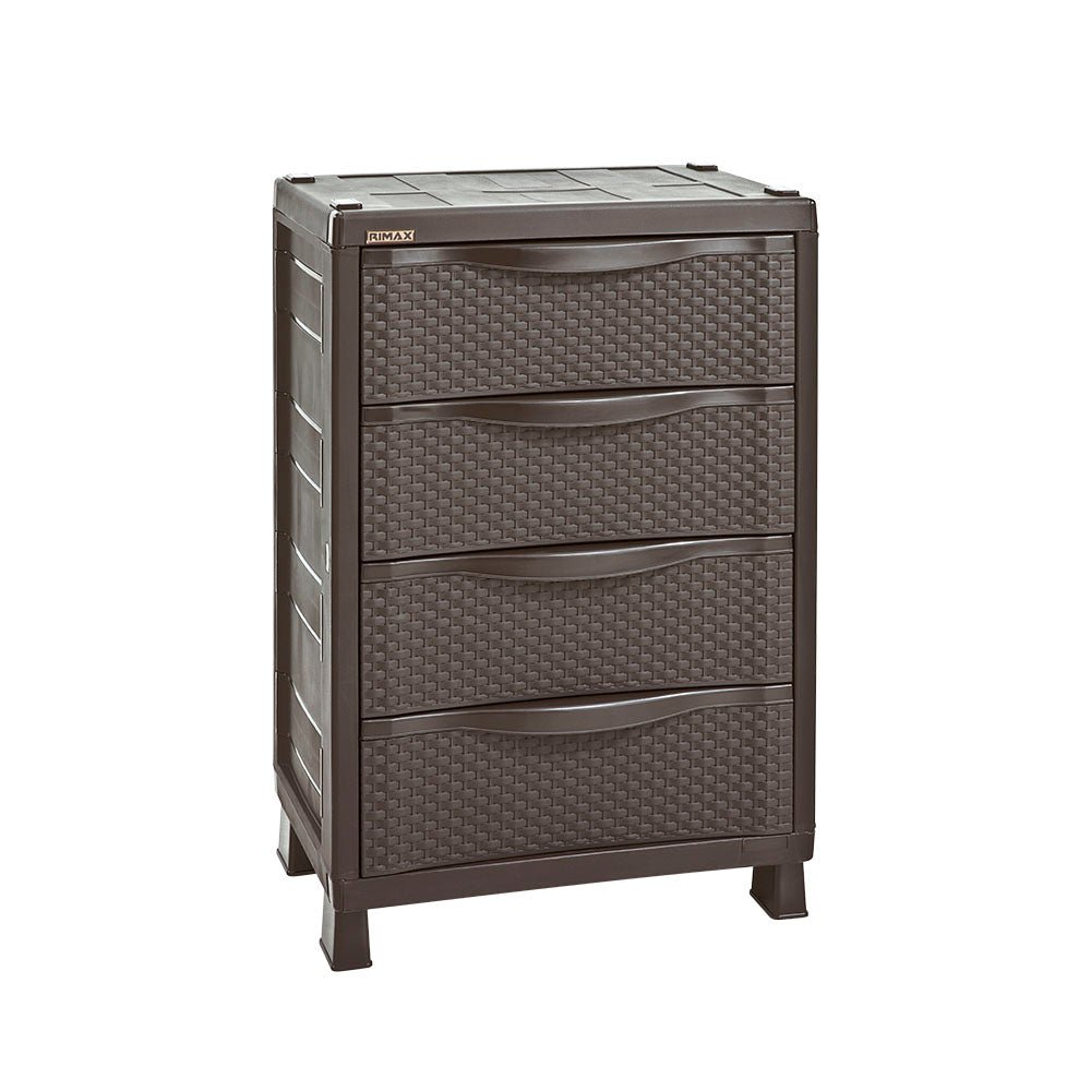 Cajonera Rimax Rattan Wengue 65x101cm de Cuatro Hileras con Cuatro Cajones