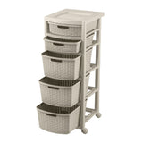 Cajonera Rimax Rattan Taupe 33x87.5cm de Cinco Hileras con Cinco Cajones - CAJONERAS Y COMODAS | Bylmo