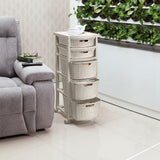Cajonera Rimax Rattan Taupe 33x87.5cm de Cinco Hileras con Cinco Cajones - CAJONERAS Y COMODAS | Bylmo