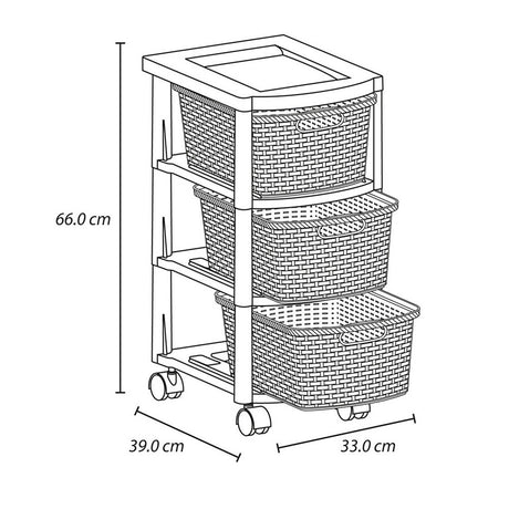 Cajonera Rimax Rattan Moca 33x66cm de Tres Hileras con Tres Cajones - CAJONERAS Y COMODAS | Bylmo