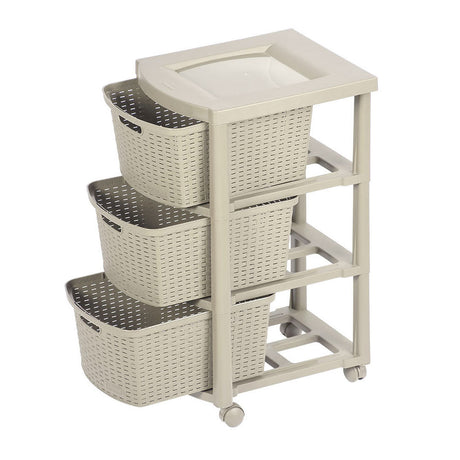 Cajonera Rimax Rattan Taupe 33x66cm de Tres Hileras con Tres Cajones