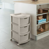 Cajonera Rimax Rattan Taupe 33x66cm de Tres Hileras con Tres Cajones
