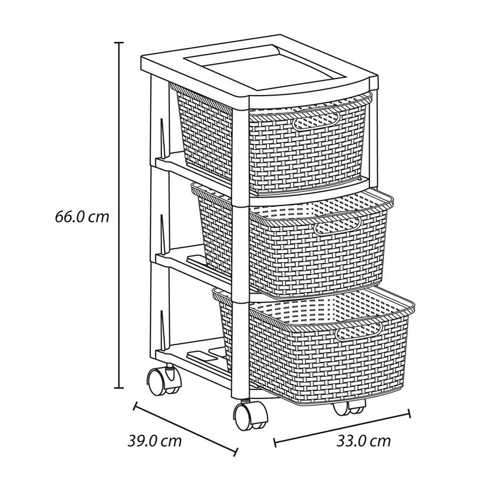 Cajonera Rimax Rattan Taupe 33x66cm de Tres Hileras con Tres Cajones - CAJONERAS Y COMODAS | Bylmo