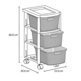Cajonera Rimax Rattan Taupe 33x66cm de Tres Hileras con Tres Cajones - CAJONERAS Y COMODAS | Bylmo