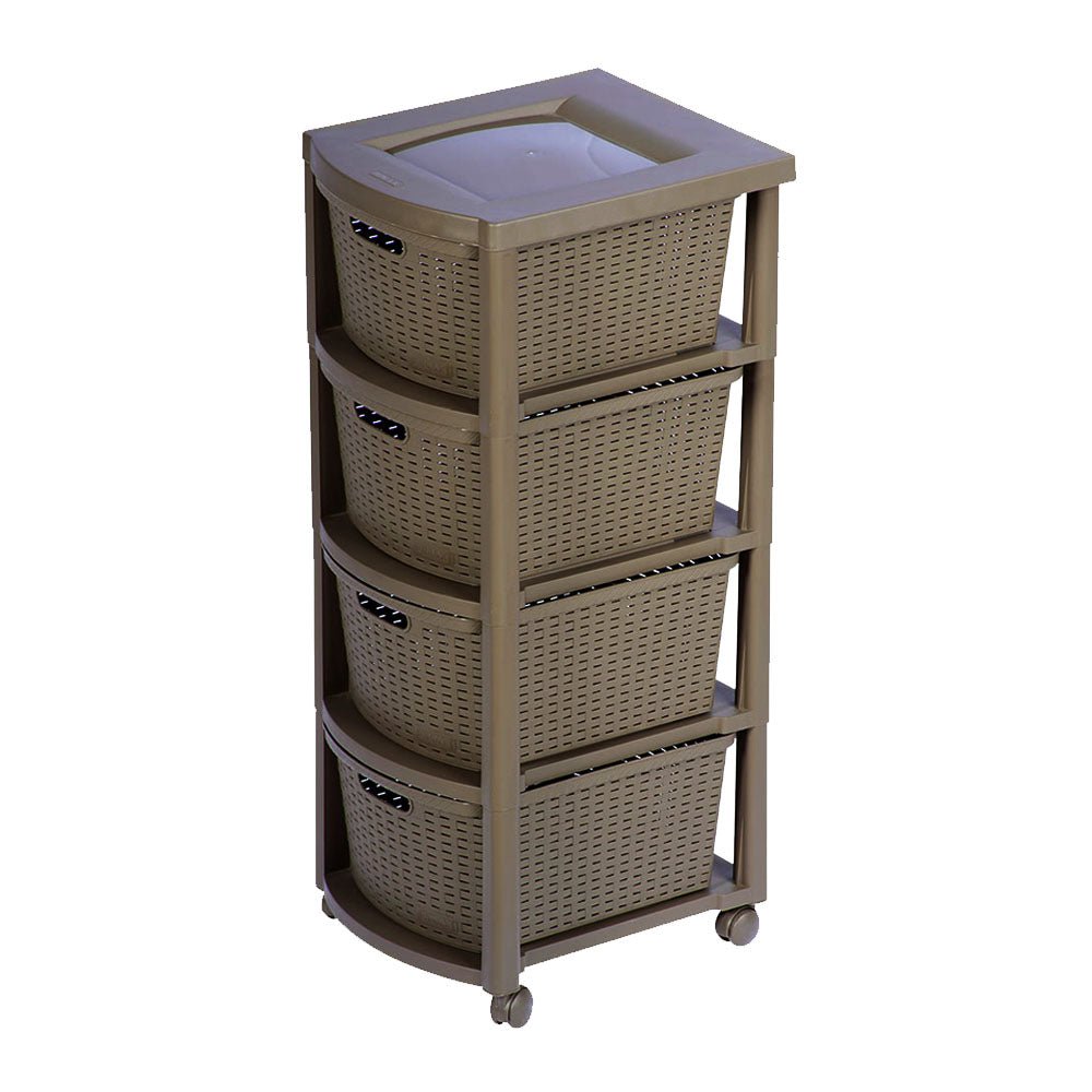 Cajonera Rimax Rattan Moca 33x83.5cm de Cuatro Hileras con Cuatro Cajones - CAJONERAS Y COMODAS | Bylmo