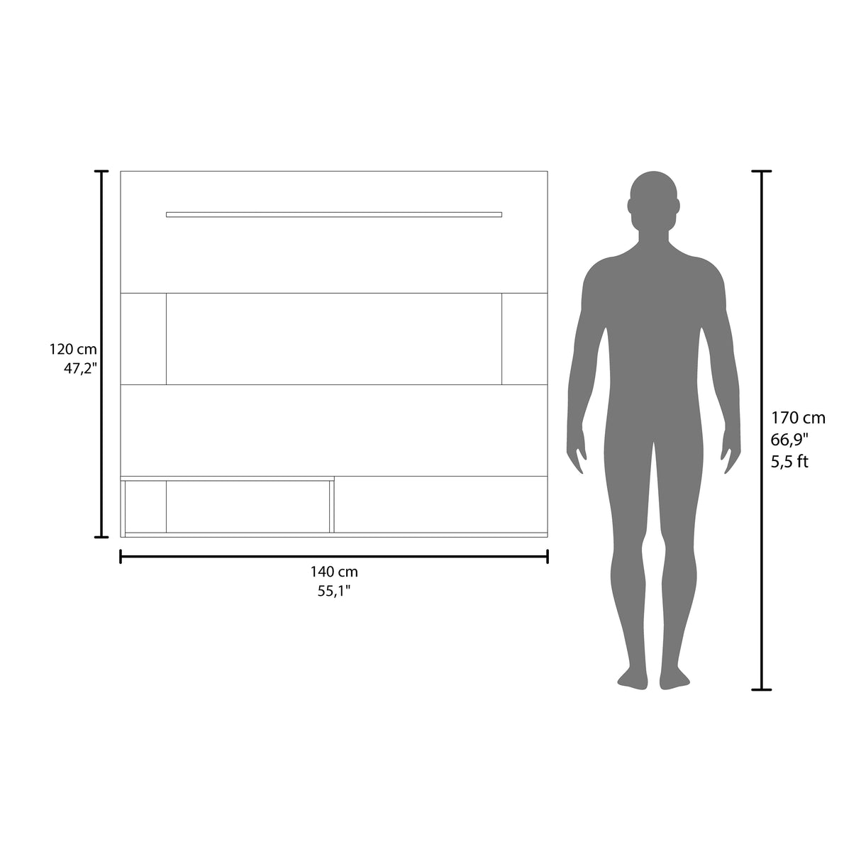 Panel de TV Beijing Z Rovere y Blanco 140x120cm para TV Hasta 55" Pulgadas con Un Compartimiento - MUEBLES DE TV | Bylmo