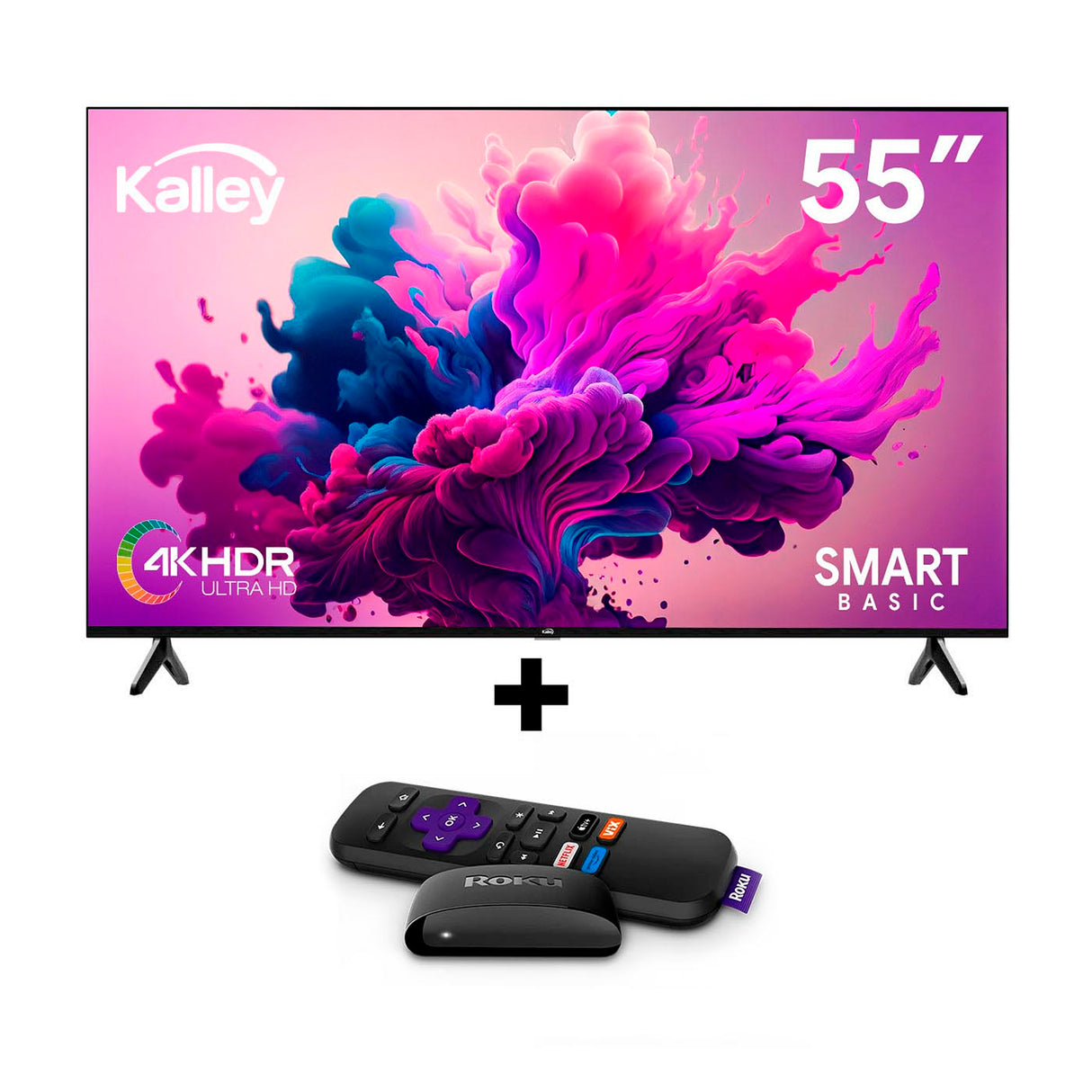 Televisor Smart Kalley Roku Negro 122.6x70.89cm de 55" Pulgadas 4K 2160P - TELEVISORES | Bylmo