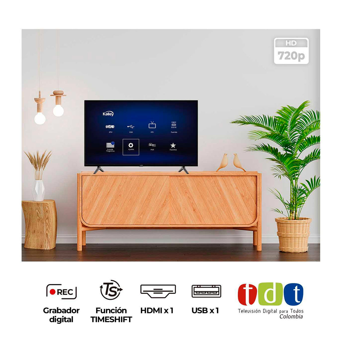 Televisor Kalley Negro 71.6x42.36cm de 32" Pulgadas Hd 768P - TELEVISORES | Bylmo