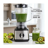 Licuadora Kalley Negro y Gris 22.5x38.7cm de Cuatro Aspas para 1.5 Litros y Cinco Velocidades - LICUADORAS Y PROCESADORES | Bylmo