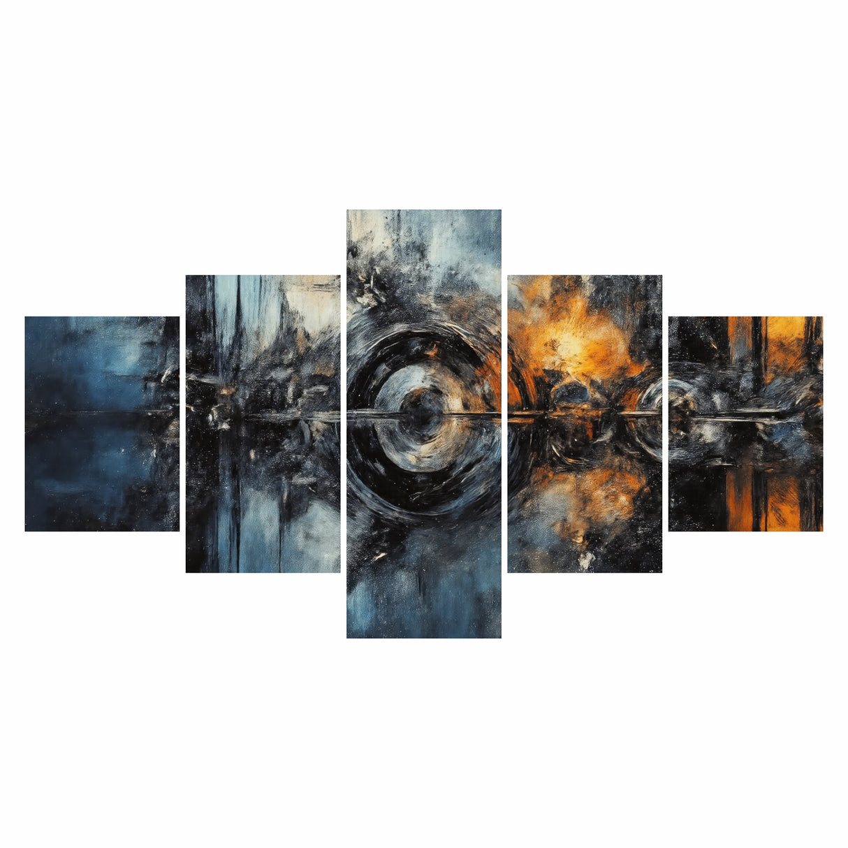 Cuadro decorativo en 5 Piezas Lienzo Ondas de Energia 134x72cm - CUADROS | Bylmo