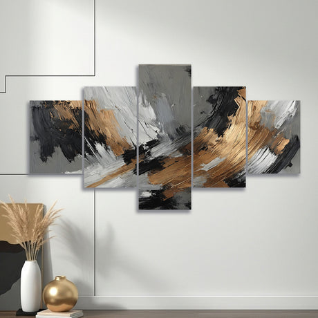 Cuadro decorativo en 5 Piezas Lienzo Metálico Tricolor 134x72cm - CUADROS | Bylmo