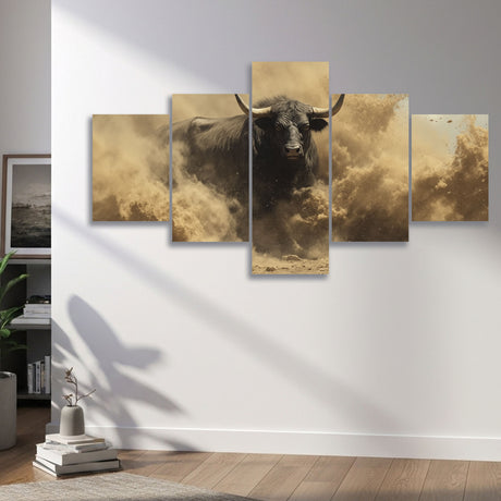 Cuadro decorativo en 5 Piezas Lienzo Fuerza Animal 134x72cm - CUADROS | Bylmo